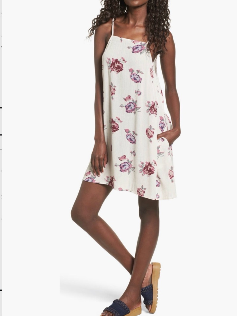 Mimi Chica Blush Floral Sundress with Mauve Accents - Medium